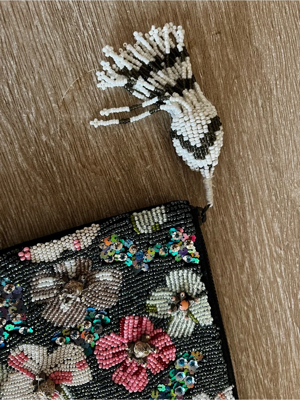 Anthropologie Beaded Pastel Floral Clutch